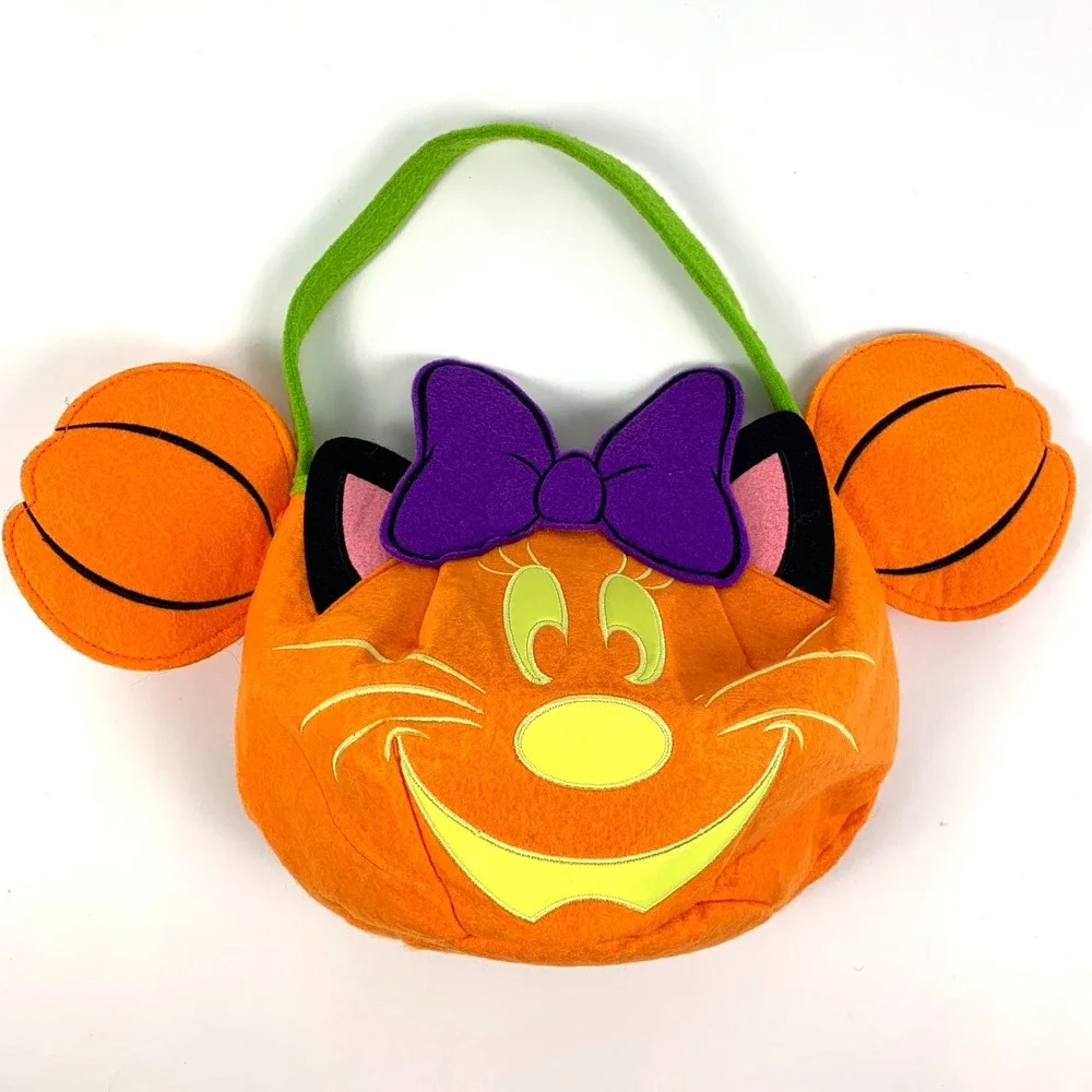 Disney Store Minnie‎ Mouse Felt Halloween Trick or Treat Bucket Glow in the Dark
